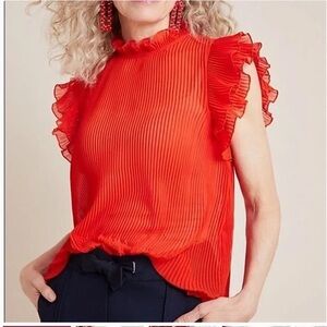 TCEC Pleated Ruffle Top